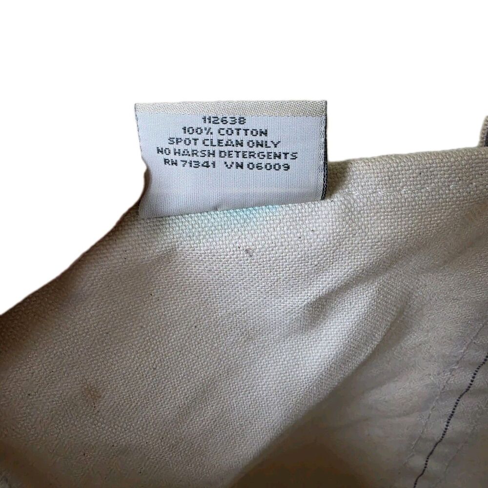 Vintage LL Bean Tote Bag XL Cream/Navy Canvas - Picture 6 of 12